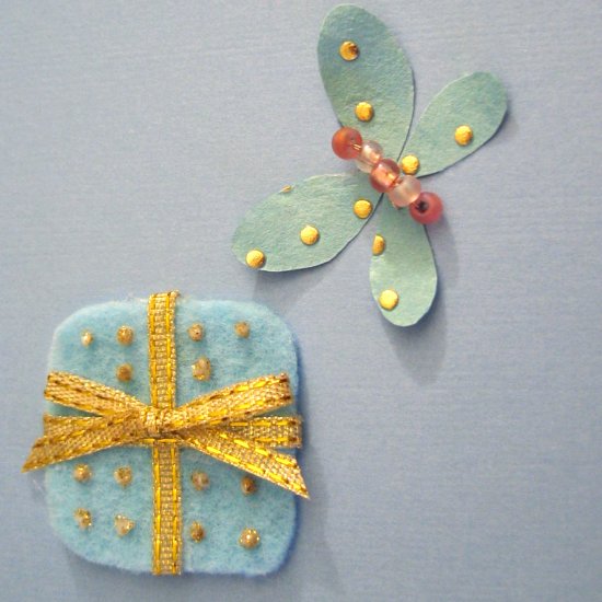 Polka Gold on Blue