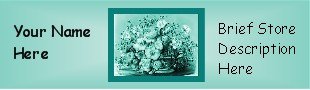 Ebay Store Logo Green Teal Flower Bouquet Floral Dress Up your Ebay Store Add your Store Name!!