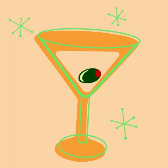 Retro Martini 3 - 8x8 Print