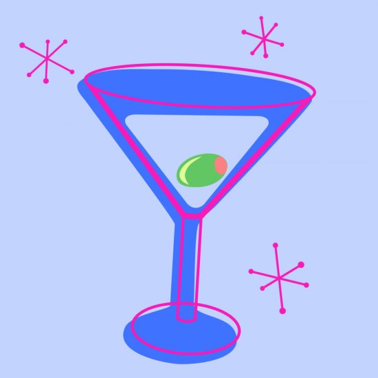 Retro Martini 2 - 8x8 Print