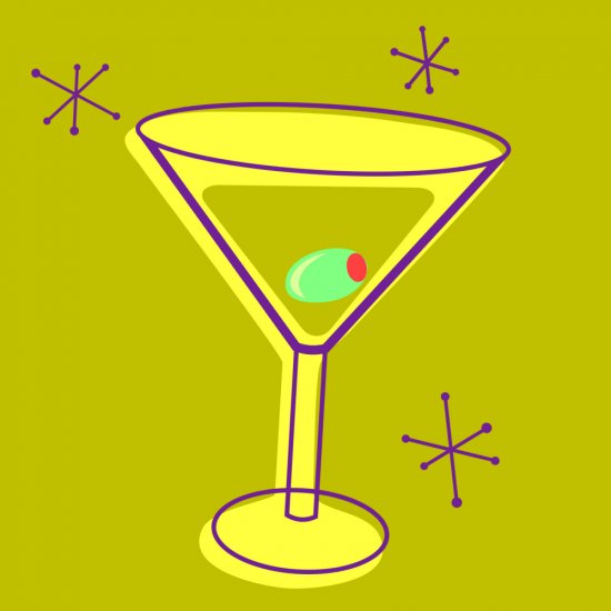 Retro Martini 1 - 8x8 Print