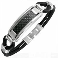 Stainless Steel and Carbon Fiber Bracelet