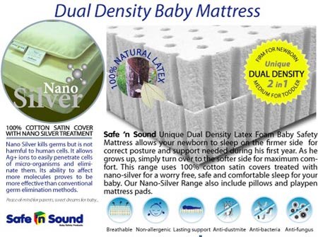 Dual Density Baby Safety Mattress with Nano Silver Cotton Cover, RM 569