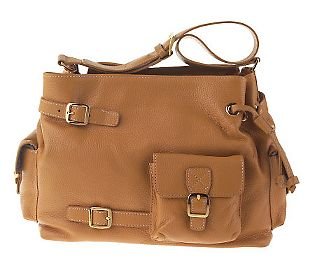 MAXX NY Pebbled Leather Shoulder Bag - Tan/Camel