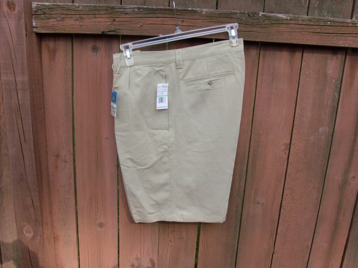 Men's Linen Blend Khaki Shorts by Solitude; 34" waist