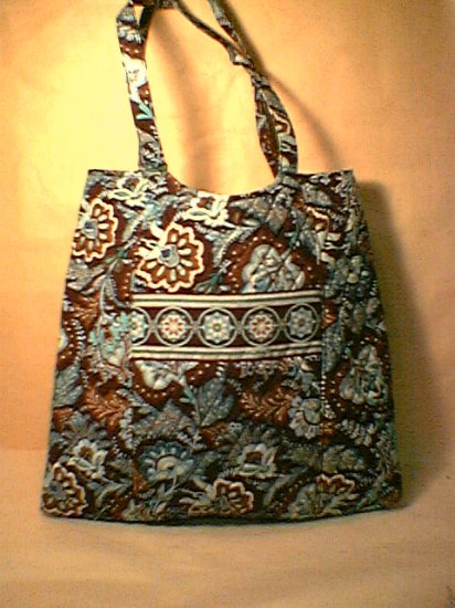 Vera Bradley Curvy Tote Java Blue purse knitting lingerie shopper tote ...