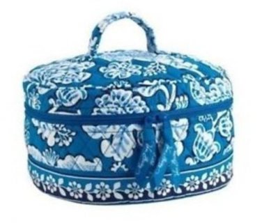 ... vera bradley travel cosmetic case blue lagoon nwt round jewelry bag