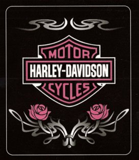 Harley Davidson Fleece Blanket-Pink Roses
