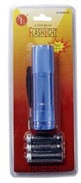9 LED Metal Flashlight w/ Batteries - Blue