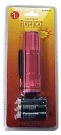 9 LED Metal Flashlight w/ Batteries - Red