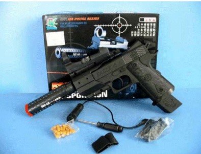 Airsoft Pistol w/ Laser, Scope and Silencer