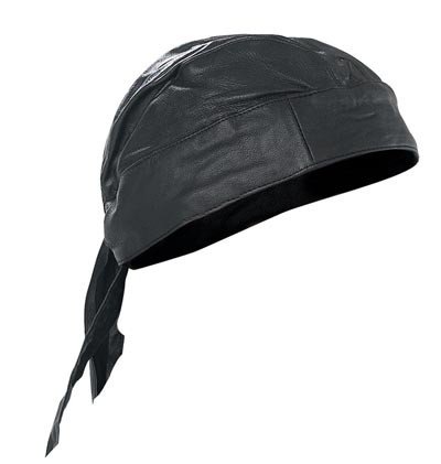 Black Leather Skull Cap