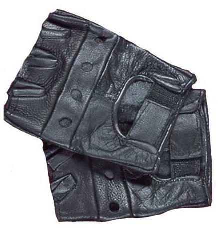 Fingerless Leather Biker Gloves - 2X