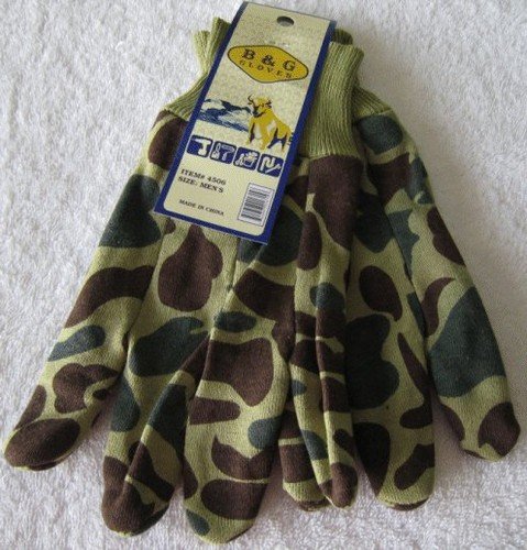 Green/Brown Camo Jersey Gloves