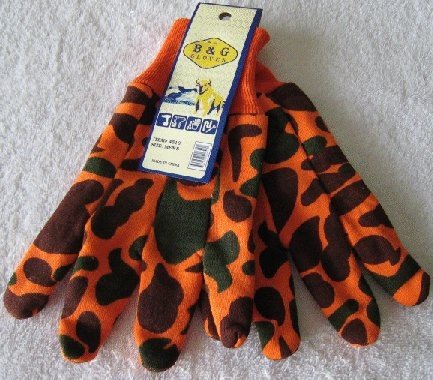 Orange/Brown Camo Jersey Gloves