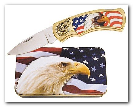 Eagle Chopper Flag Knife in Metal Tin