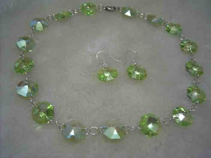 Swarovski green crystal necklace earring