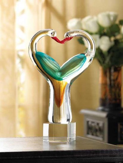 Lovebirds Art Glass Sculpture