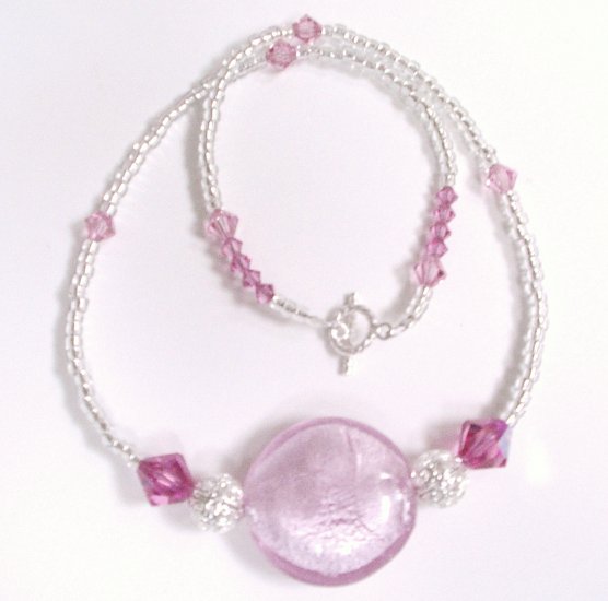 Cotton Candy Handcrafted Necklace with Swavorski crystals