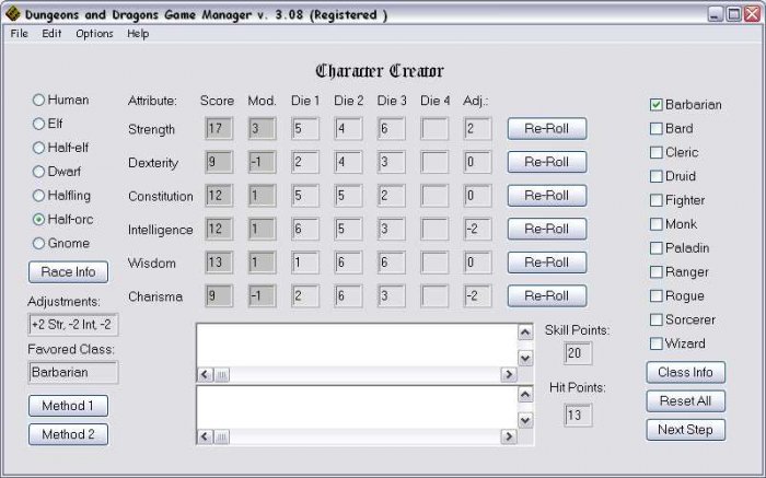 Dungeons and Dragons Game Manager 3.08