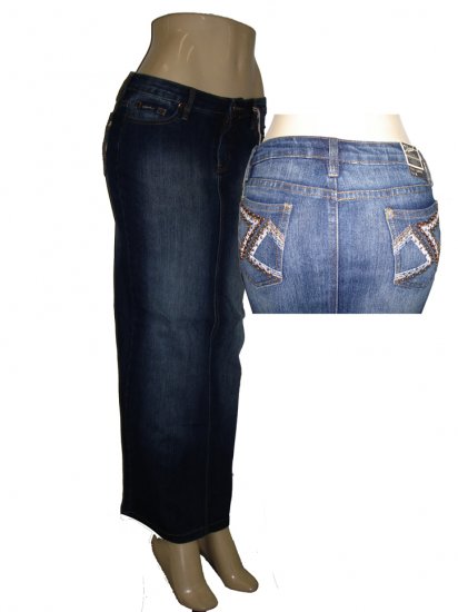Stretch Denim Long Skirt