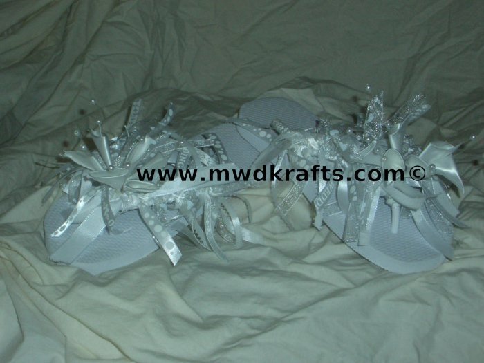 Here Comes The Bride Flip Flops ~ White