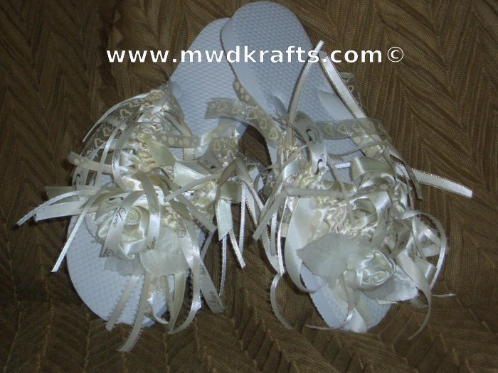Here Comes The Bride Flip Flops ~ Ivory
