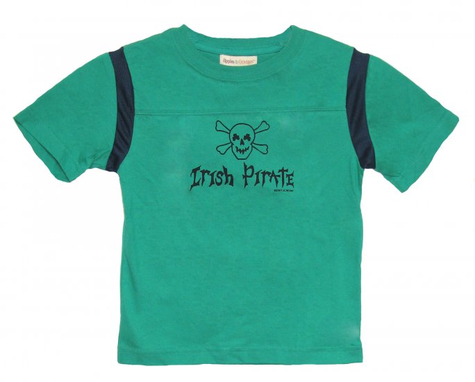Irish Pirate Skull Shamrock Shirt (green/navy)