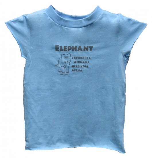 Elephant Loxodonta Africana Herbivore Blue Shirt (Girls 2T, 4T and 6)