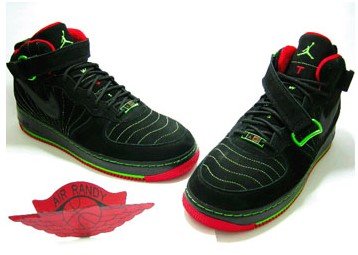 Men jordan Fusions Black Green and Red