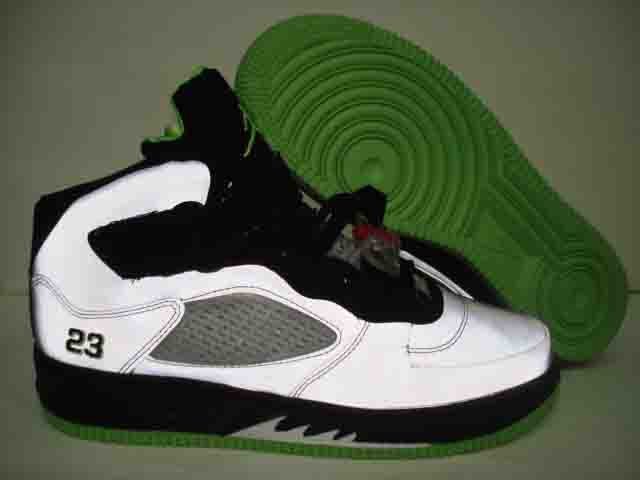 Men jordan Fusions Green White and Black
