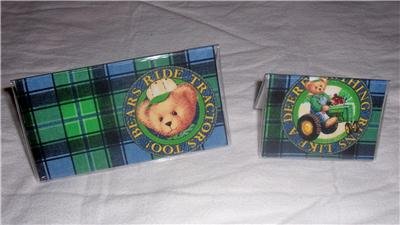 John Deere Blue Jean Teddy Checkbook Cover Set