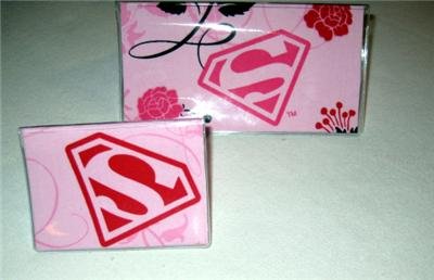 Pink Superman Checkbook Cover Set