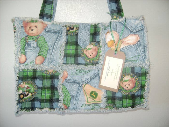 John Deere Blue Jean Teddy Rag Quilt Bag