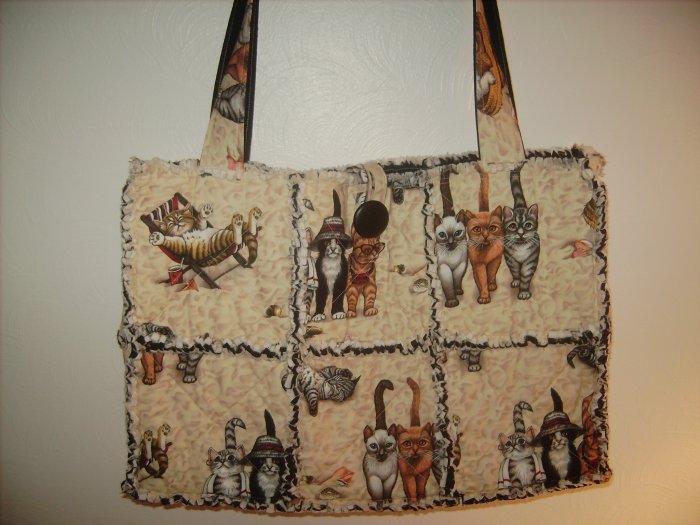Beach Kitties Large Rag Quilt Tote