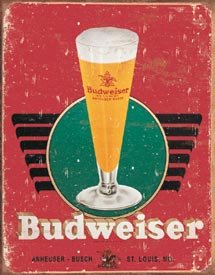 Budweiser Beer Glass Tin Sign #1483