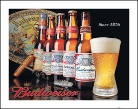 Budweiser Beer Bottle History Tin Sign #1155