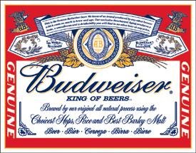 Budweiser Beer Can Label Tin Sign #979