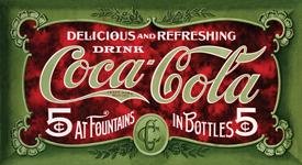 Coca-Cola Bottles 5 Cents Tin Sign #1074