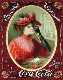 Coca-Cola Victorian Red Dress Tin Sign #1054
