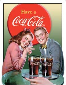Coca-Cola Glasses and Tray Tin Sign #1304