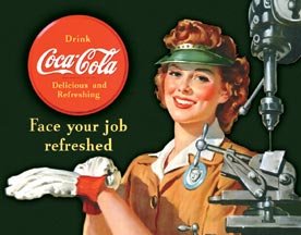 Coca-Cola Female Machinist Tin Sign #1303