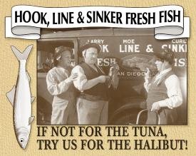 Three Stooges Fish Market Tin Sign #664