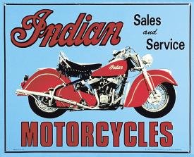 Indian Sales And Service Motorcycle Tin Sign #127
