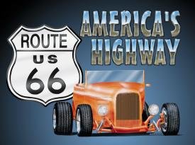 Route 66 Roadster Hot Rod Tin Sign #729