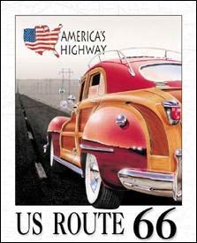 Route 66 Woody Car Tin Sign #917