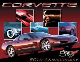 50th Anniversary Chevy Corvette Tin Sign #1015