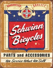 Schwinn Bicycle Bike Parts Tin Sign #1382