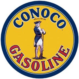 Conoco Gasoline Round Tin Sign #1307