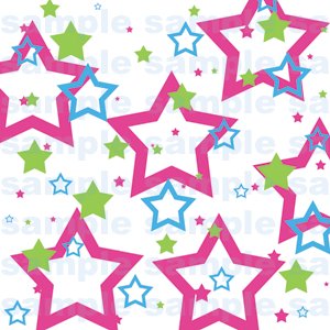 Miffle Stars - 12x12 - Pink, Blue & Green